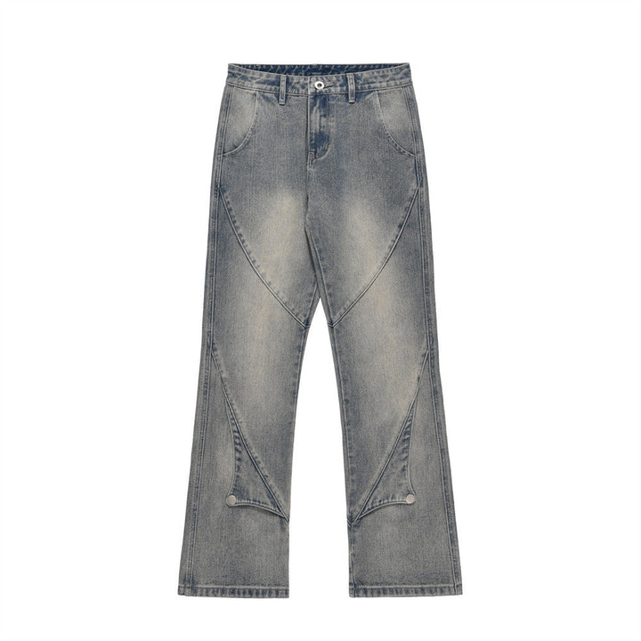 Niche Personality Splicing Washing Water Wide-leg Jeans