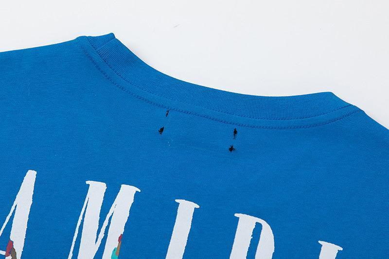 Amiri Blue T-Shirt Without Collar - SleekGait