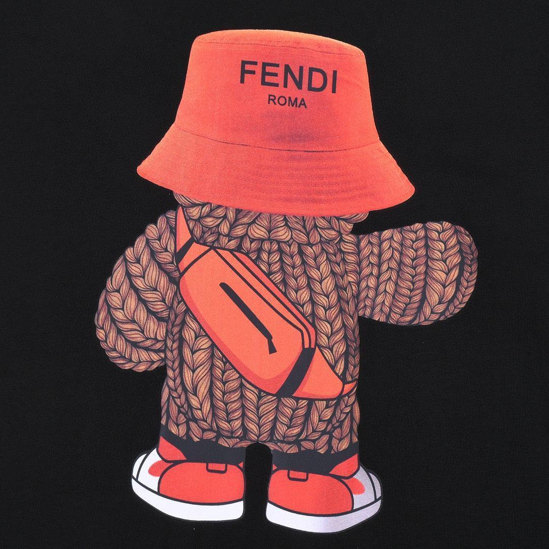 Fendi T-Shirt without Collar 'Black-Orange' - SleekGait