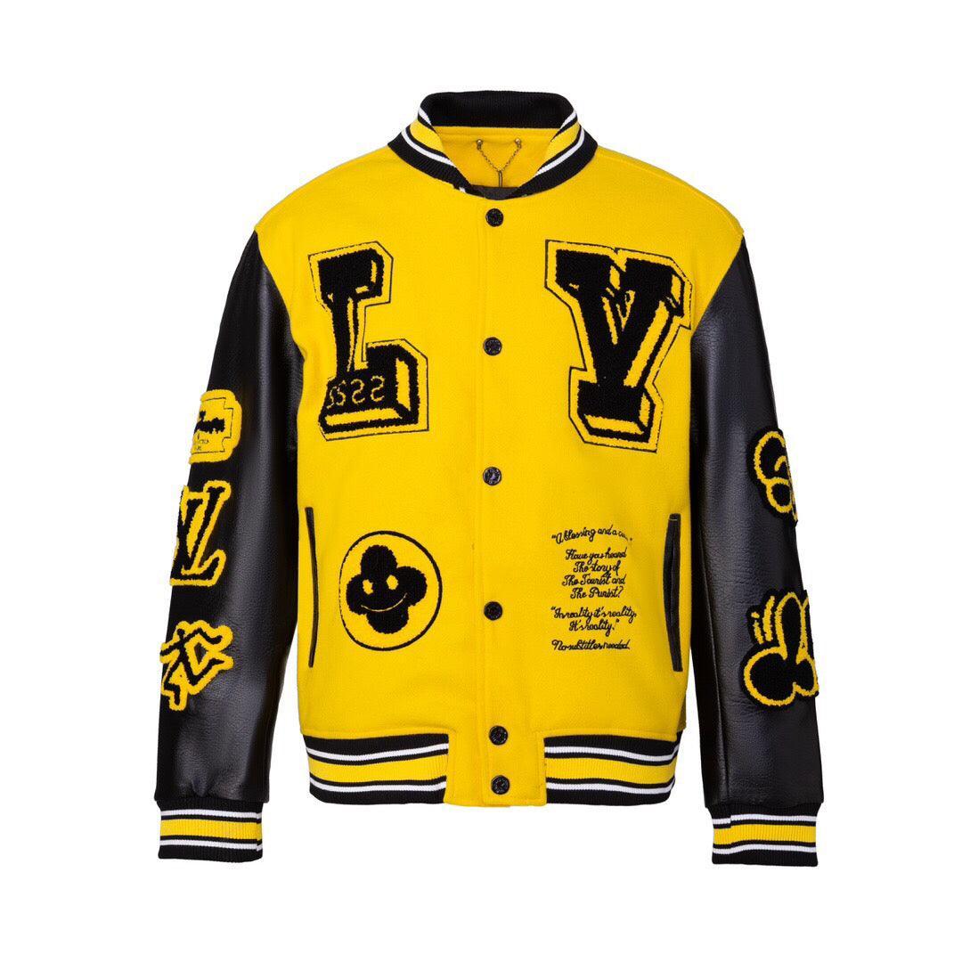 Louis Vuitton Black & Yellow Varsity Jacket - SleekGait