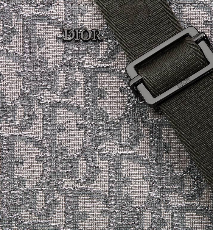 Zipped Pouch with Strap Grey and Black Dior Oblique Jacquard - SleekGait