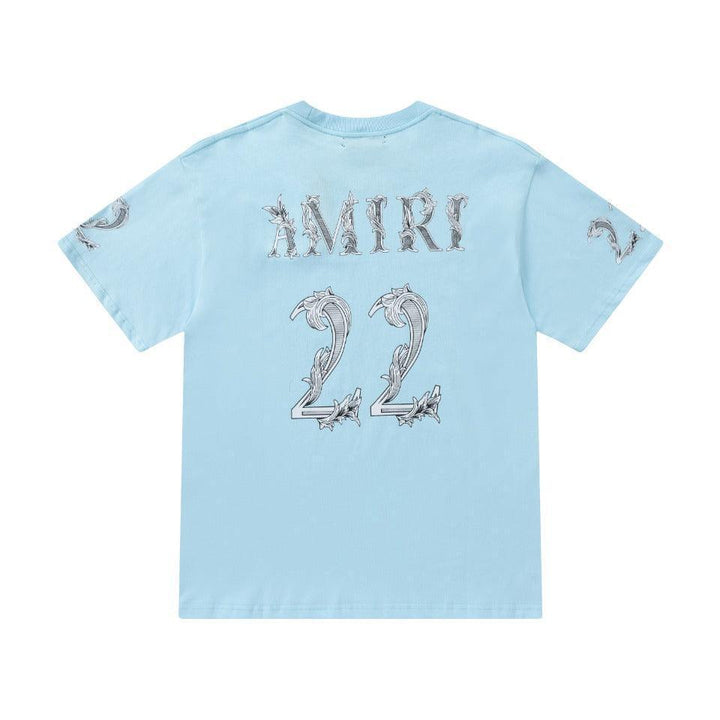 Amiri 22 Sky Blue T-Shirt Without Collar - SleekGait