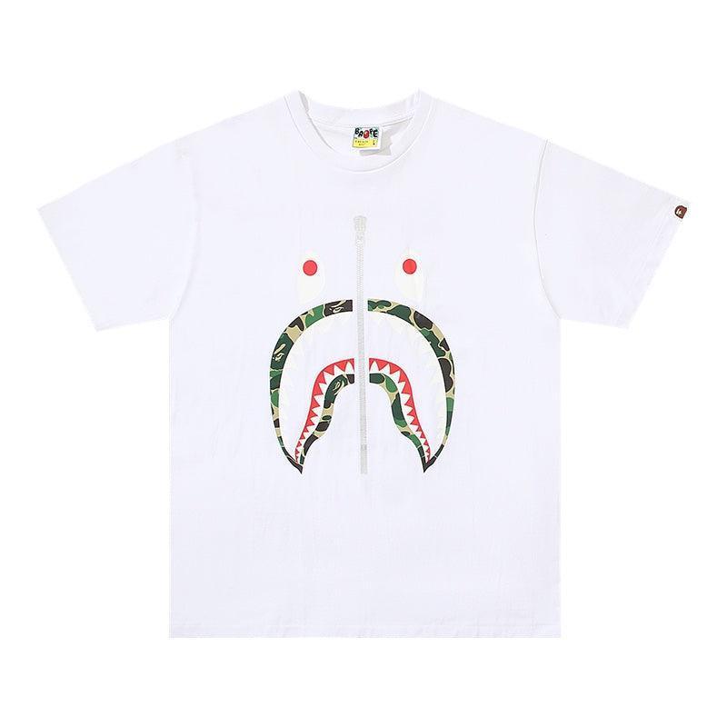 BATHING APE White T-SHORT SLEEVE TEE 1ST CAMO SHARK TEE - SleekGait