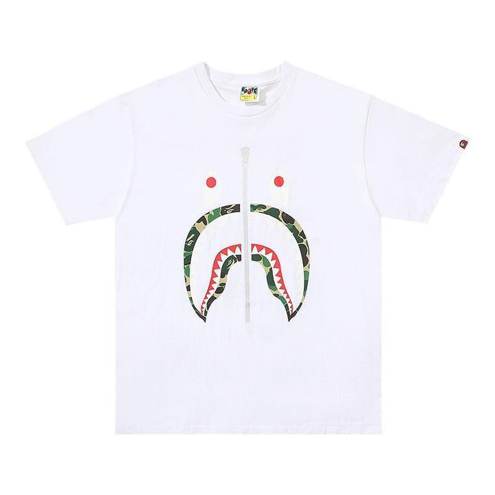 BATHING APE White T-SHORT SLEEVE TEE 1ST CAMO SHARK TEE - SleekGait