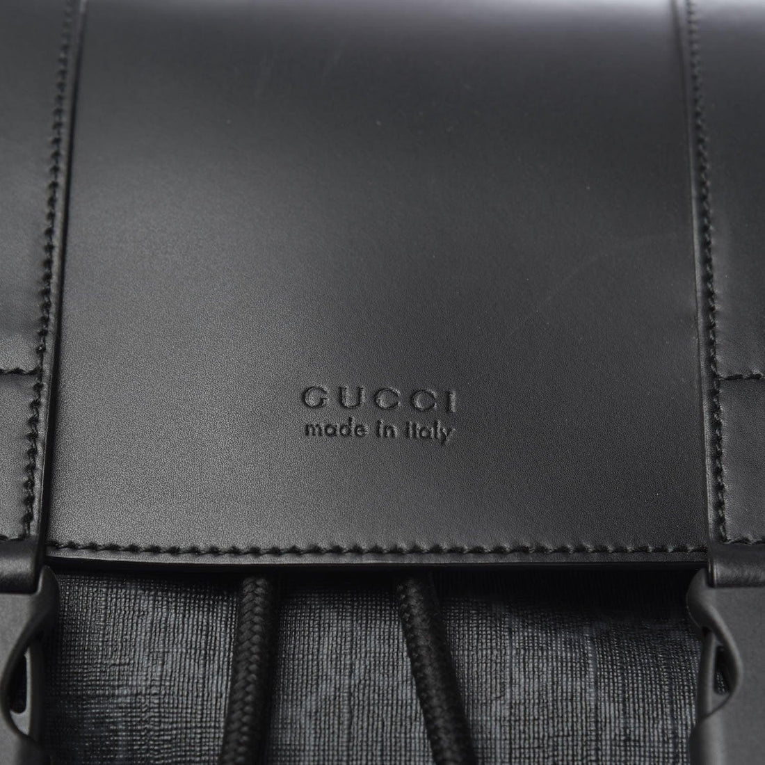 Gucci Soft GG Supreme Monogram Appia Calfskin Web Double Buckle Backpack Black - SleekGait