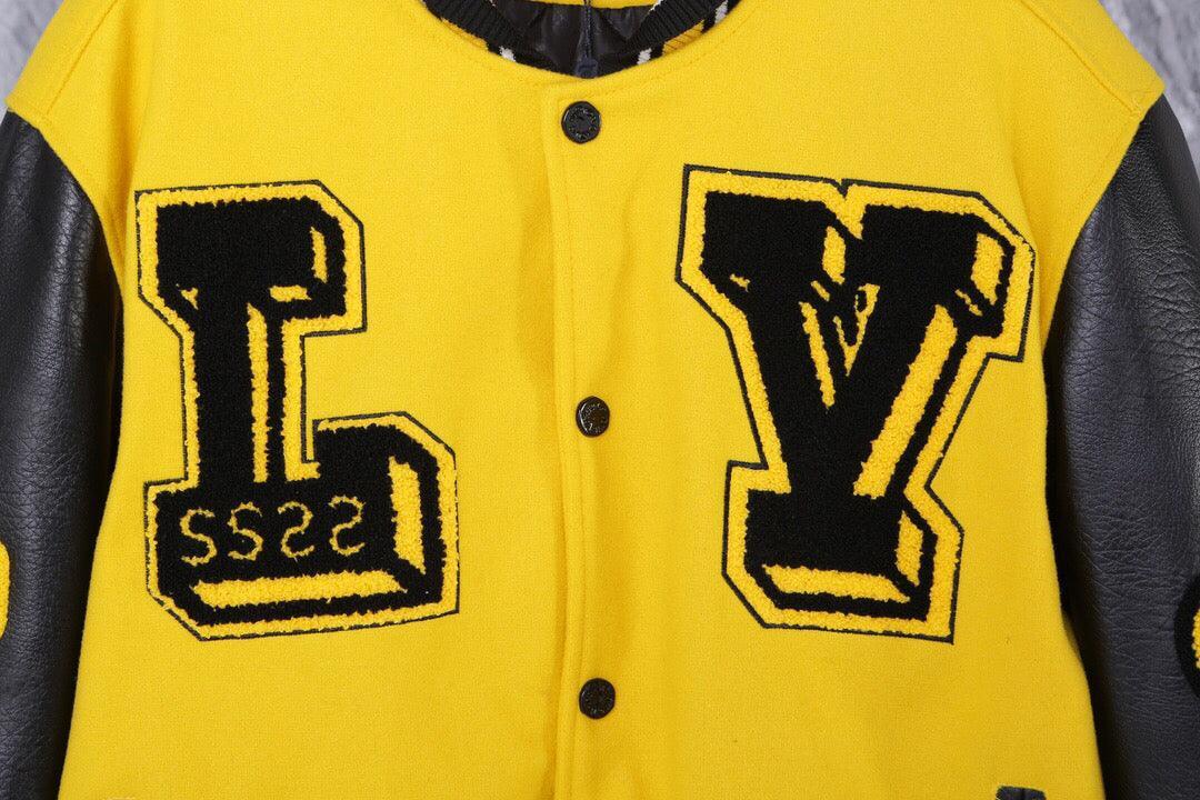 Louis Vuitton Black & Yellow Varsity Jacket - SleekGait