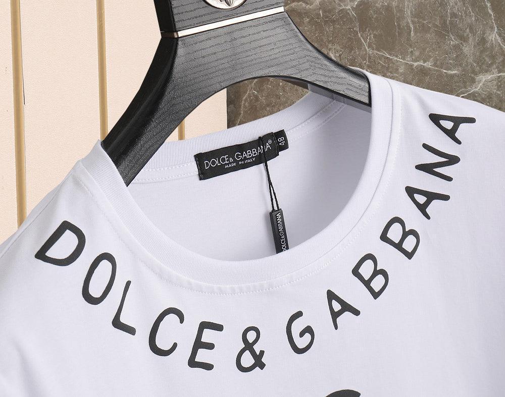 Dolce & Gabbana T-Shirt Without Collar 'White & Black' - SleekGait