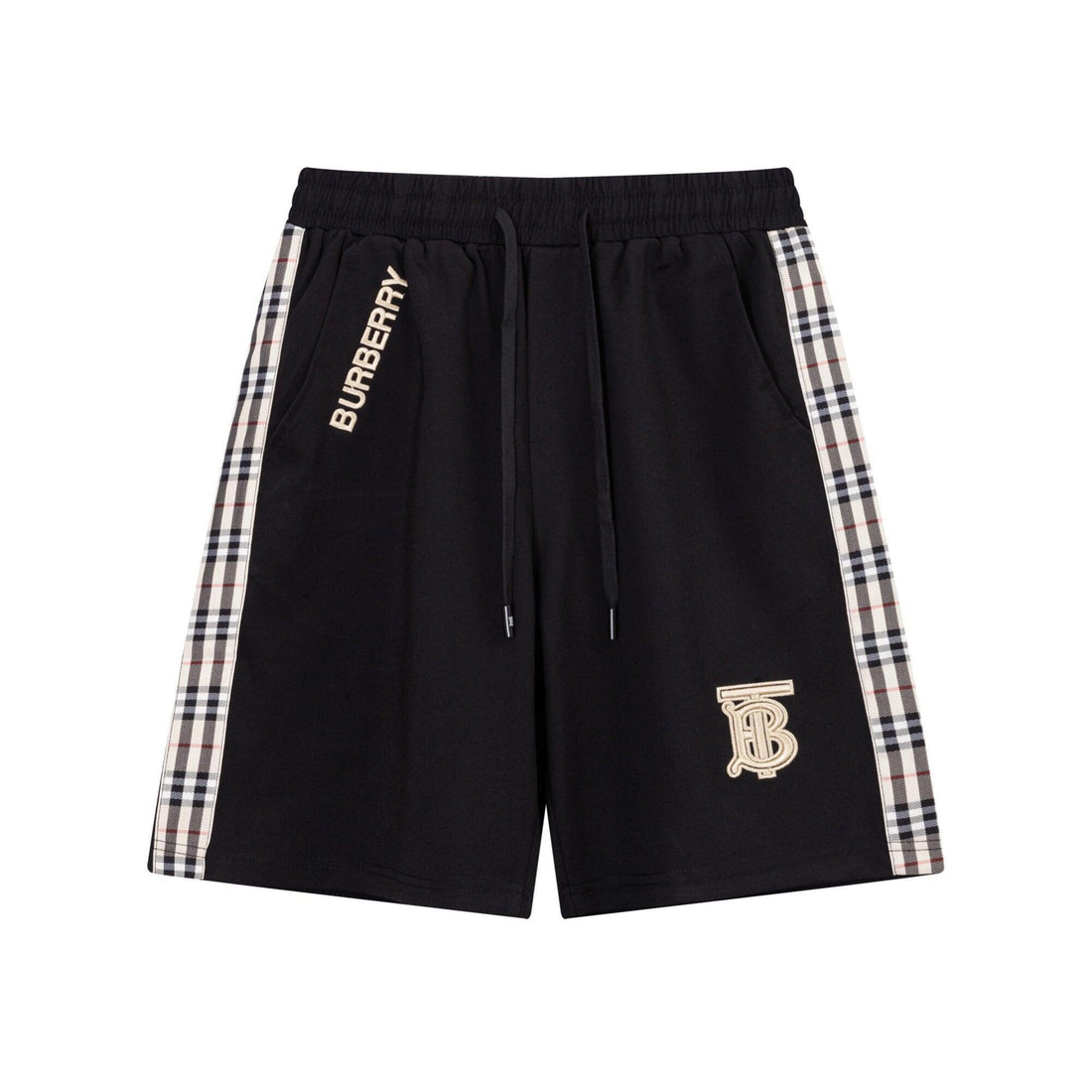 Burberry Men's Striped Cotton Knit Basketball Shorts 'Black/Beige' - SleekGait