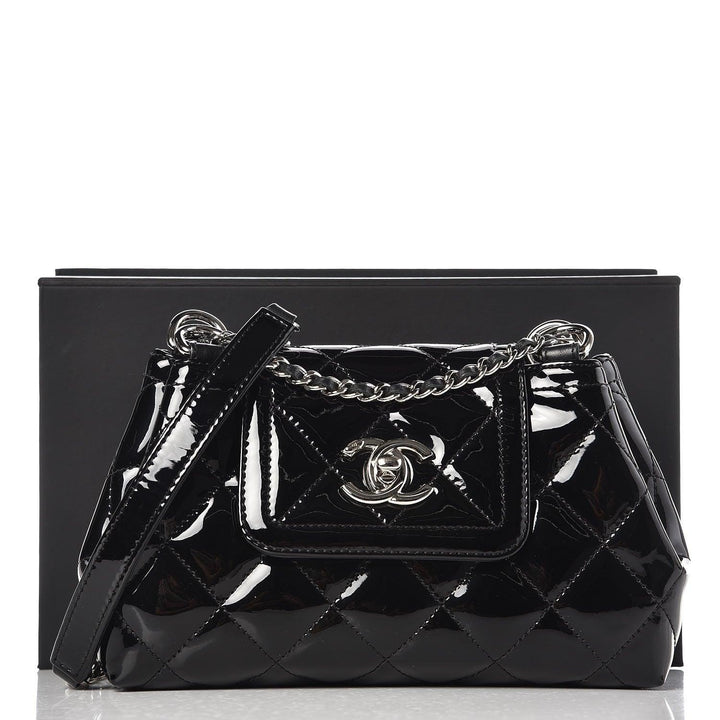 Chanel  Patent Quilted Coco Shine Small Accordion Flap Black