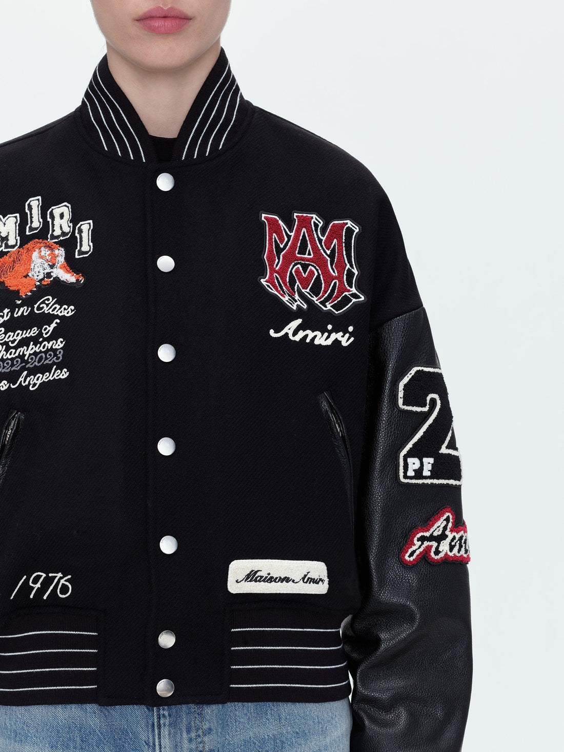 Amiri Tiger Logo Varsity Jacket Black - SleekGait