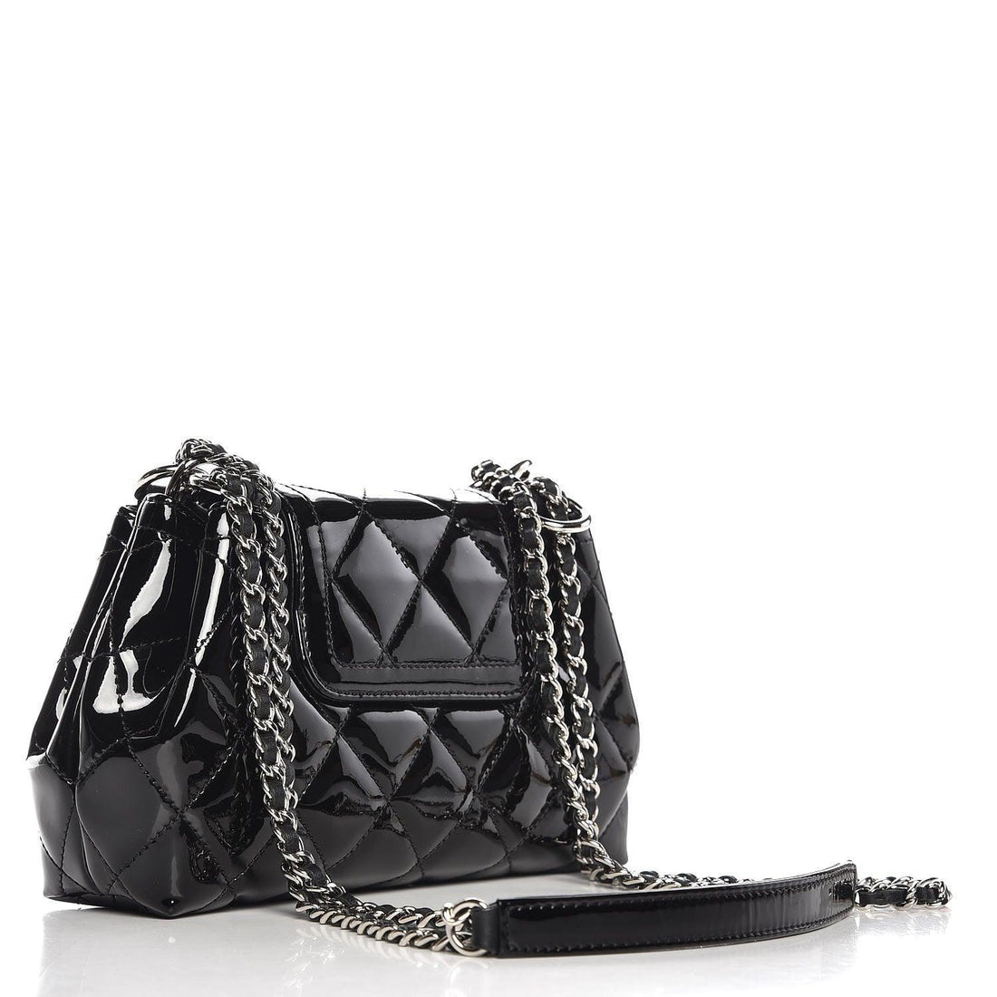 Chanel Patent Quilted Coco Shine Small Accordion Flap Black - SleekGait