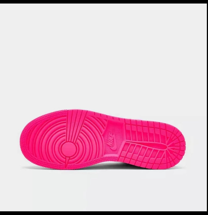 Nike Air Jordan 1 Low Valentine's Day Youth Women's Soft Pink Leather Casual Sneakers for Daily Wear Walk...