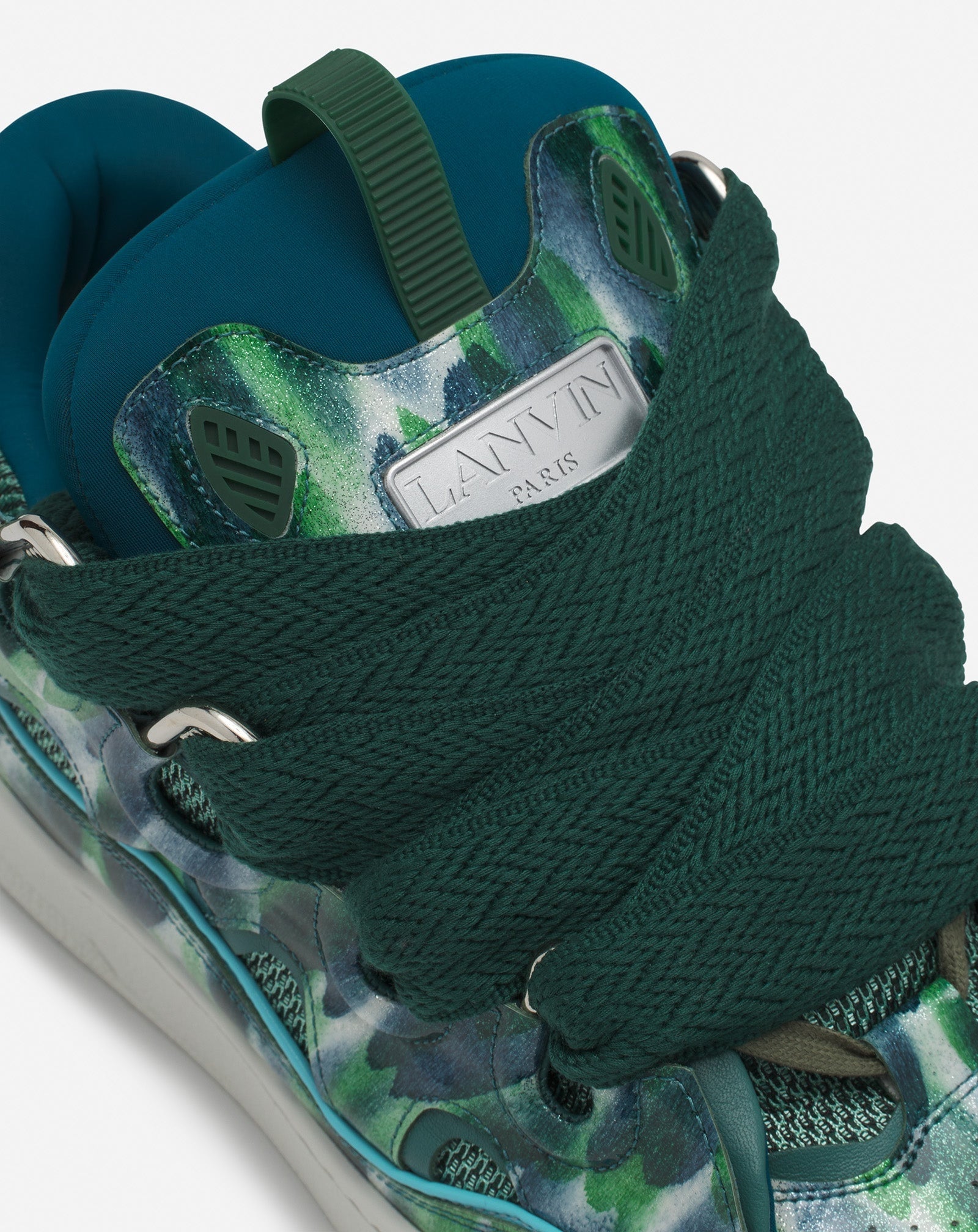 Lanvin CURB LEATHER SNEAKERS WITH SPARKLES