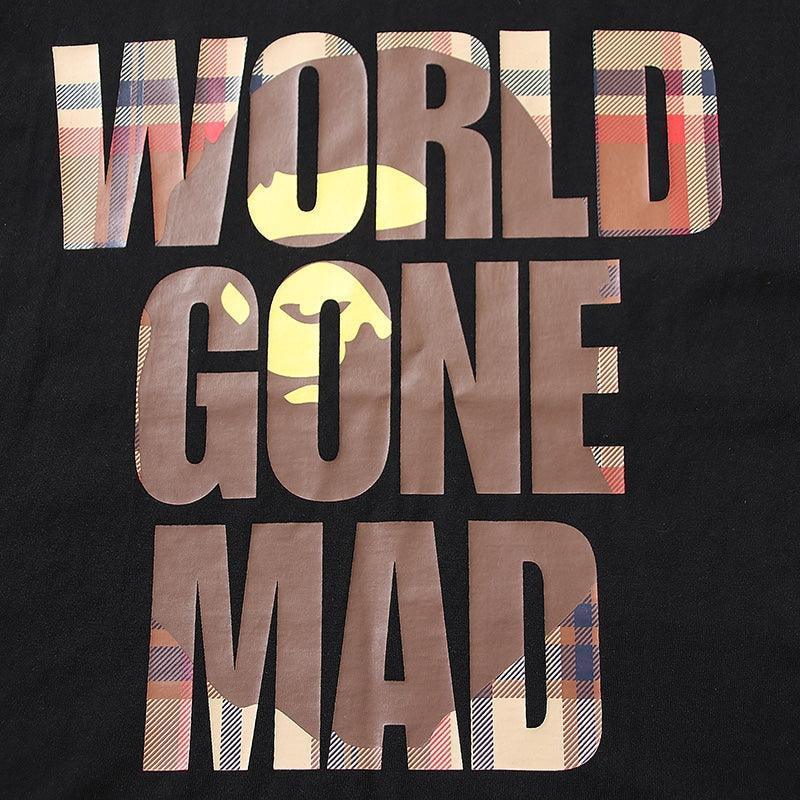 Bathing Ape Black World Gone Mad T-Shirt without Collar - SleekGait