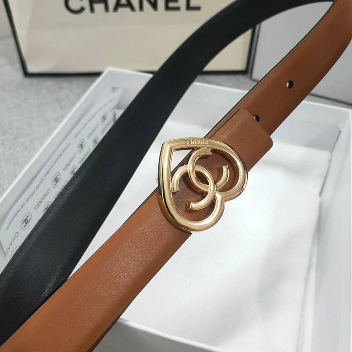 Chanel Calfskin CC Heart Coco In Love Women Belt 'Brown' - SleekGait