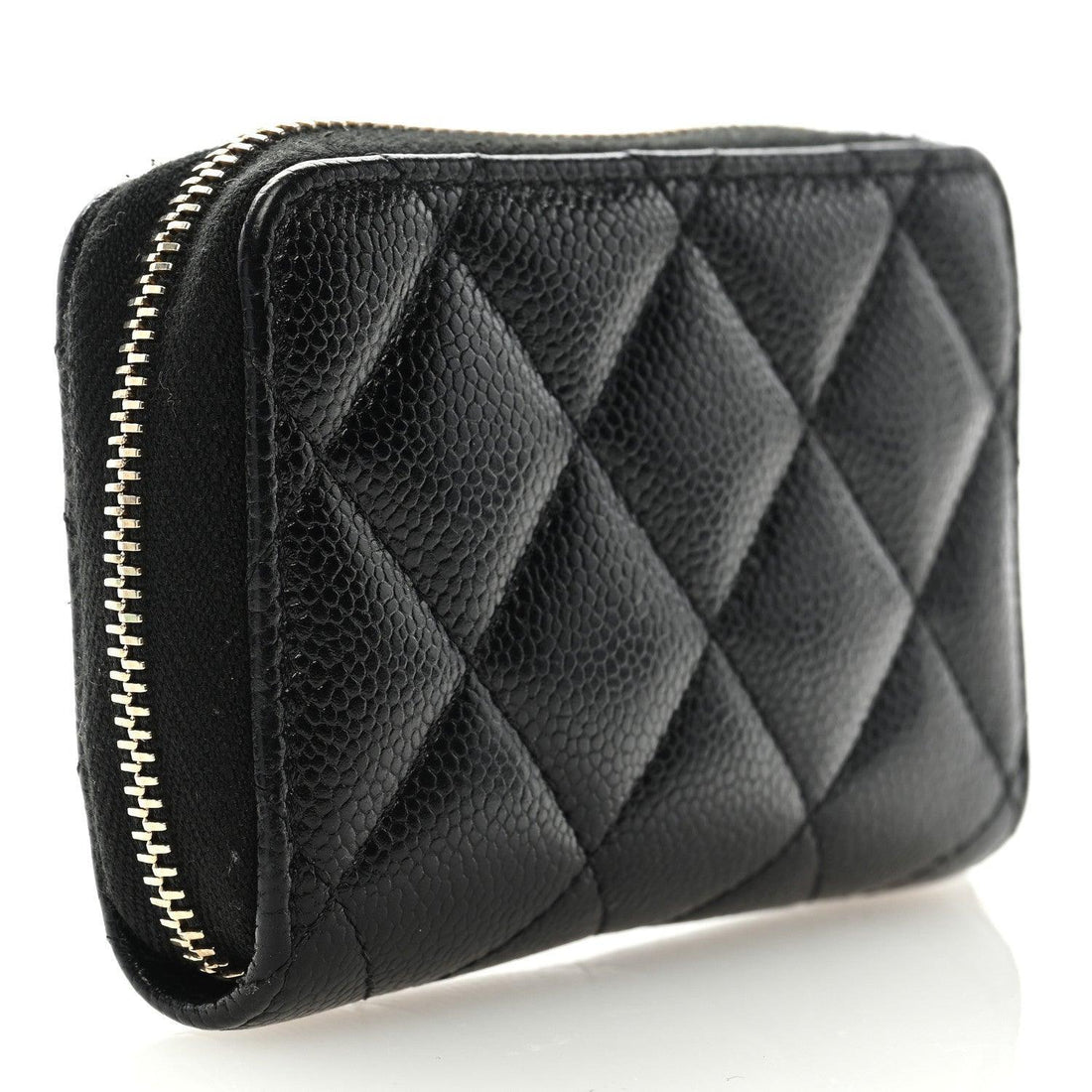 Chanel Caviar Quilted Multi Chain CC Zip Coin Purse Black - SleekGait