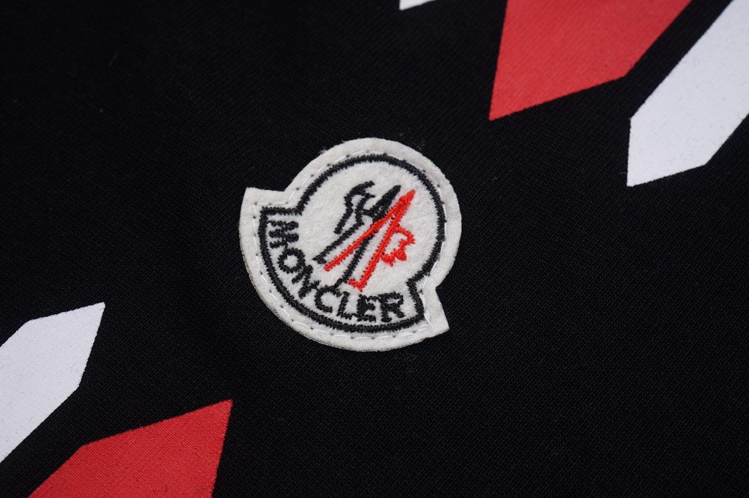 Moncler T-Shirt Without Collar 'Black/White/Red' - SleekGait