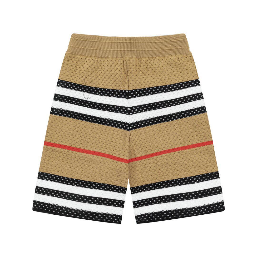 Burberry Men's Striped Cotton Knit Basketball Shorts 'Beige' - SleekGait