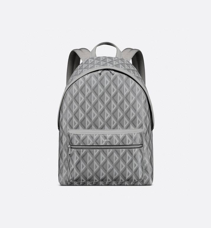 Dior Rider Zipped Backpack Grey Coated Cotton Canvas with CD Diamond Print - SleekGait