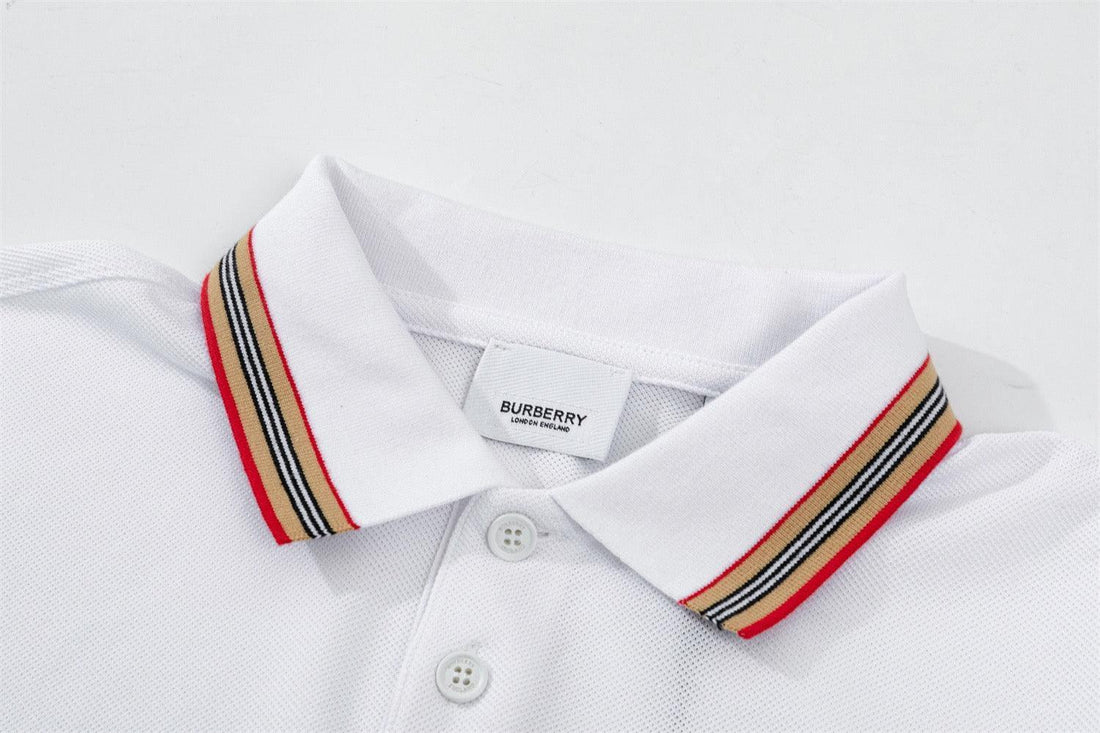 Burberry White T-Shirt With Collar - SleekGait