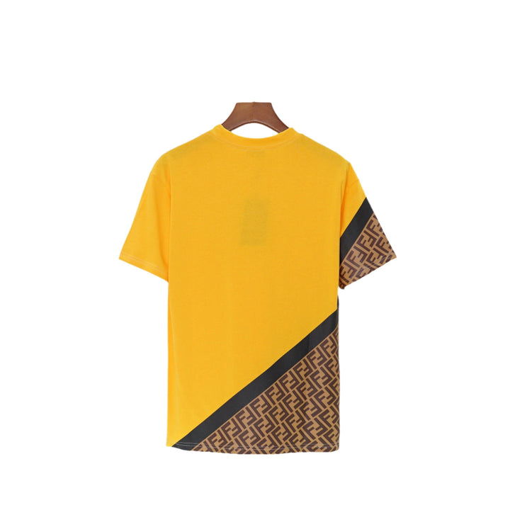 Fendi T-Shirt without Collar 'Yellow-Brown-Black' - SleekGait