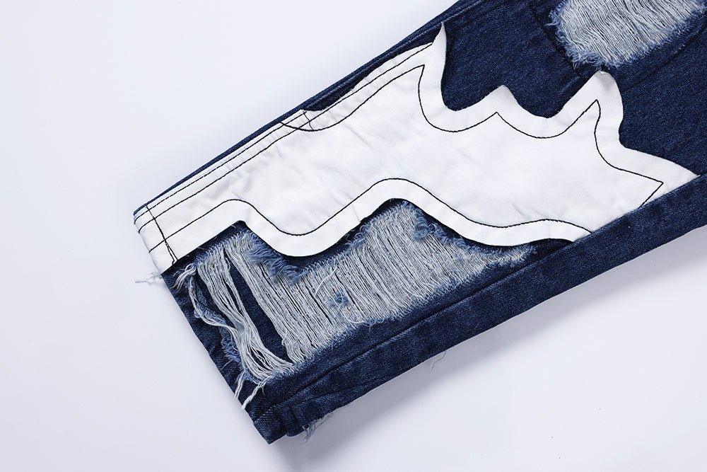 Fashion Men's Patchwork Patch Loose Jeans - SleekGait