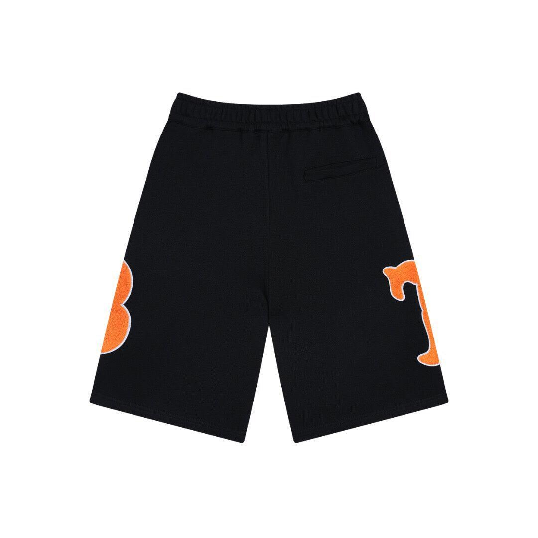 Burberry Men's Striped Cotton Knit Basketball Shorts 'Black/Orange' - SleekGait