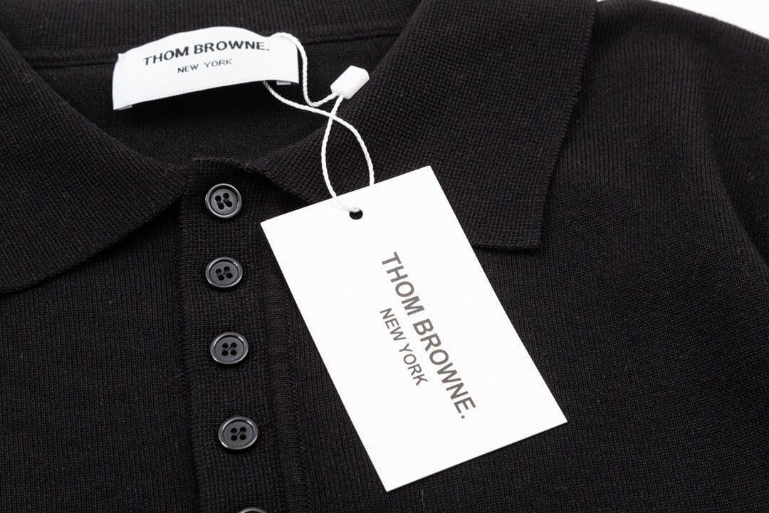 Thom Browne Black T-Shirt with Collar - SleekGait