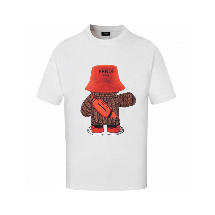 Fendi T-Shirt without Collar 'White-Orange' - SleekGait