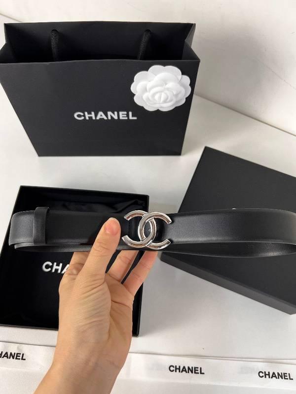 Chanel Leather Women’s Belt 'Black/Nickel' - SleekGait