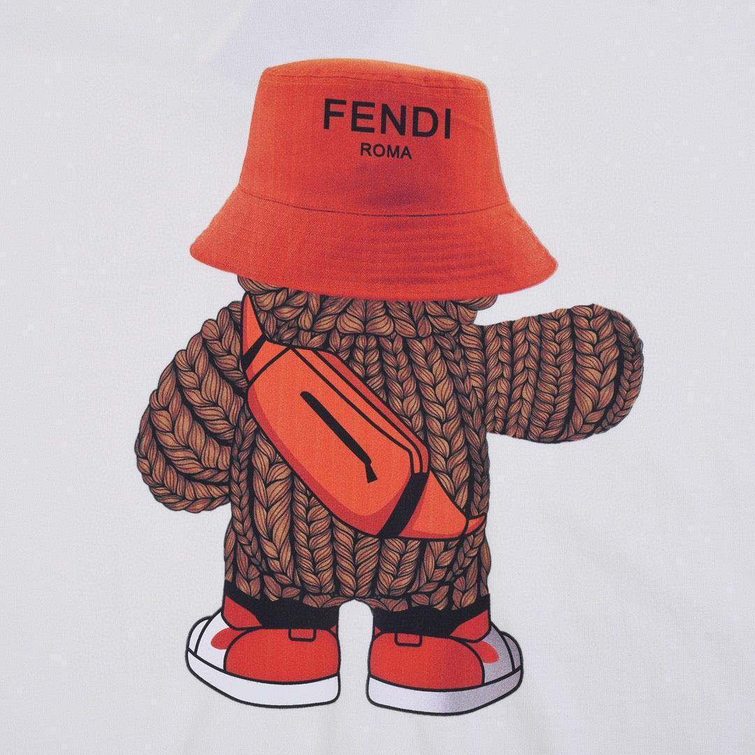 Fendi T-Shirt without Collar 'White-Orange' - SleekGait