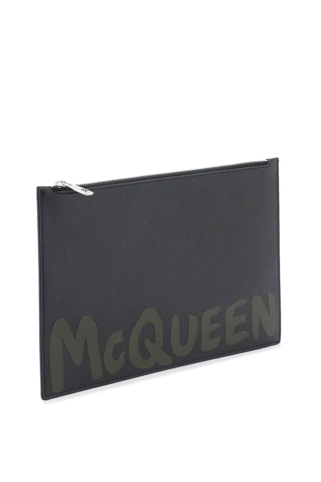 ALEXANDER MCQUEEN Men's Graffiti Leather Pouch Handbag - SS24 Collection - SleekGait