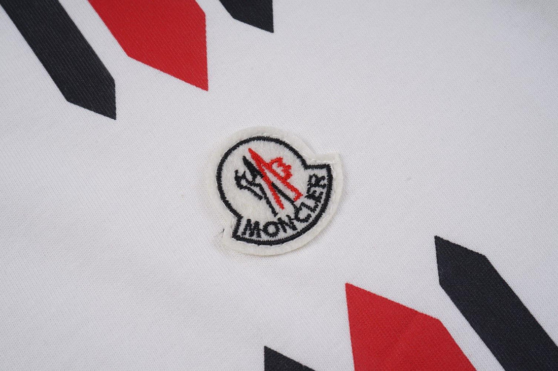 Moncler T-Shirt Without Collar 'White/Black/Red' - SleekGait