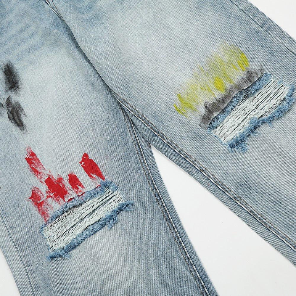 Fashion Personalized Graffiti Ripped Jeans Men - SleekGait