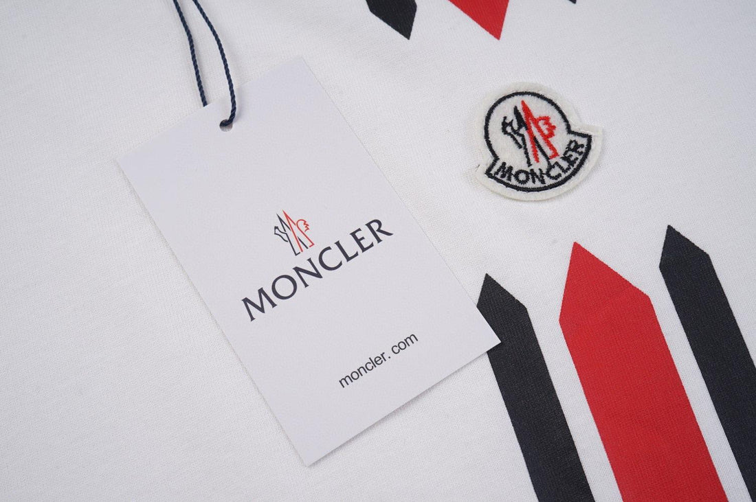 Moncler T-Shirt Without Collar 'White/Black/Red'