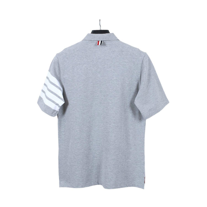 Thom Browne Grey T-Shirt with Collar - SleekGait