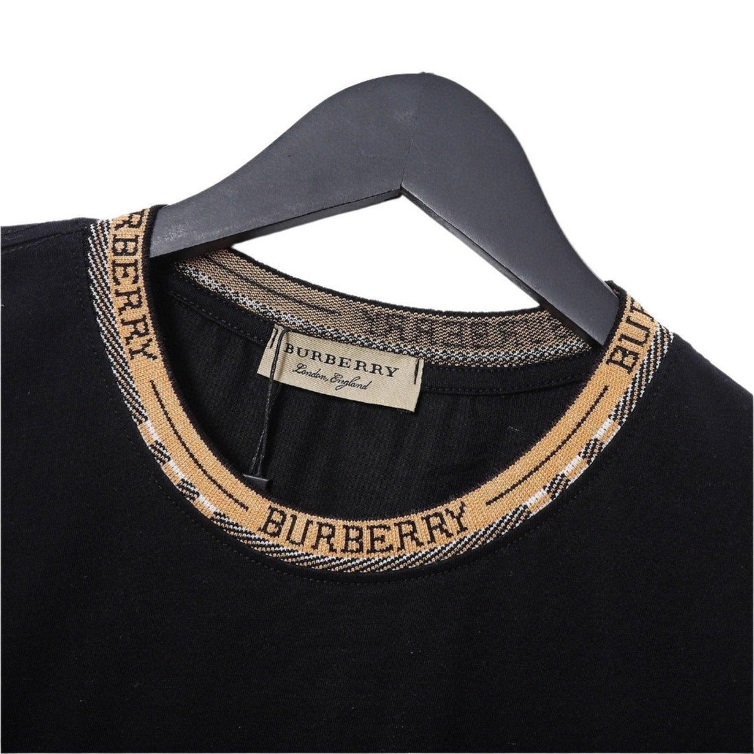 Burberry T-Shirt Without Collar 'Black & Beige' - SleekGait