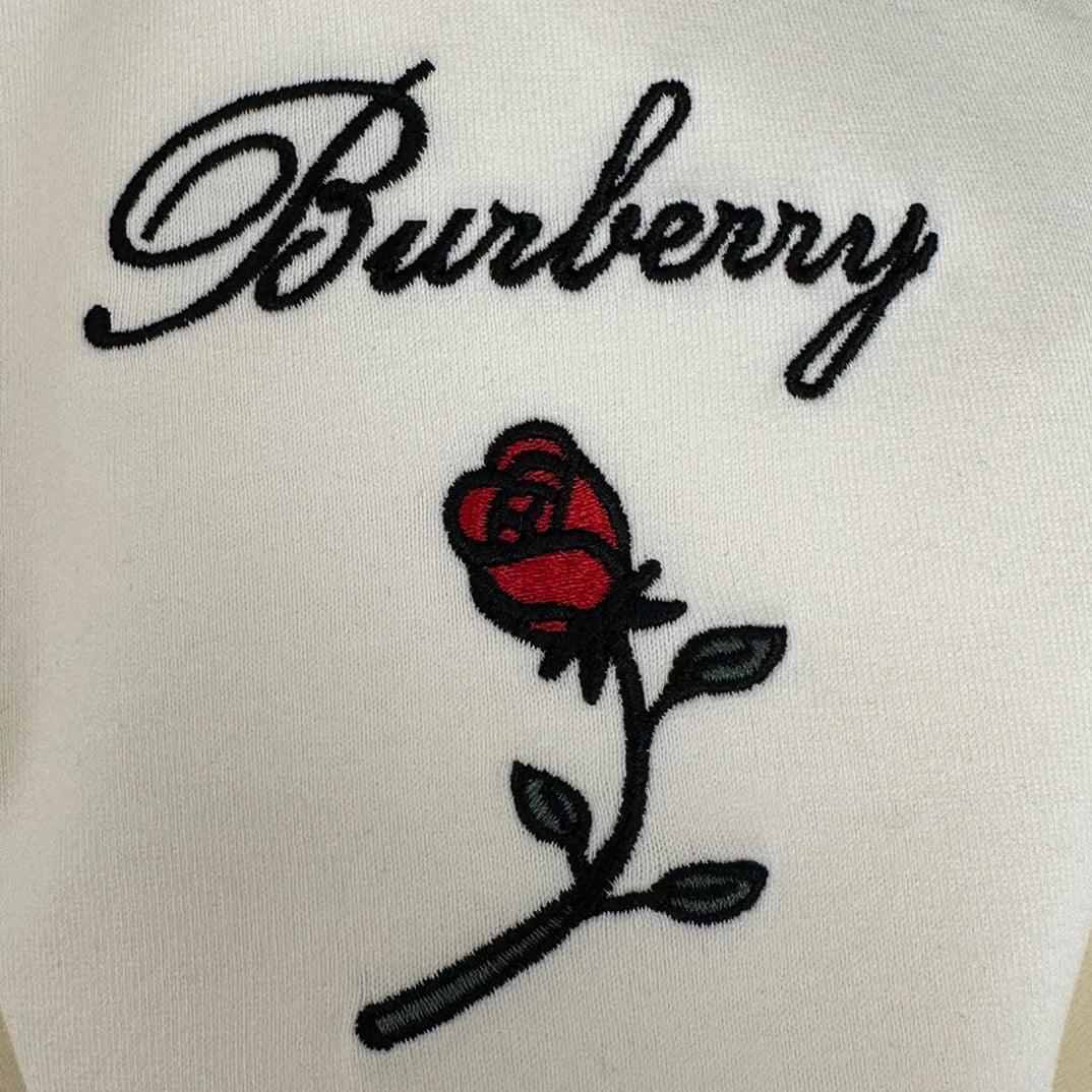 Burberry T-Shirt With Rose Without Collar 'White' - SleekGait