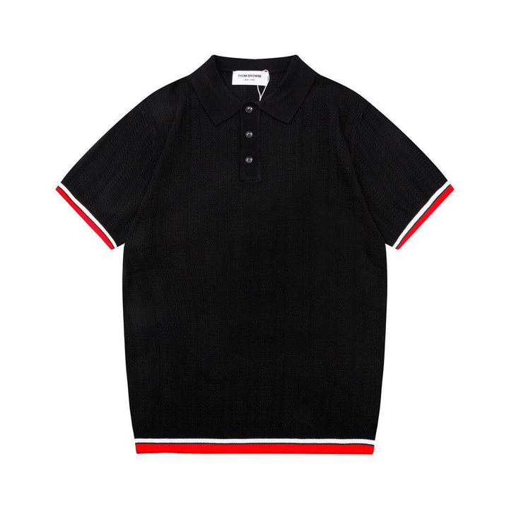 Thom Browne Black T-Shirt with Collar - SleekGait