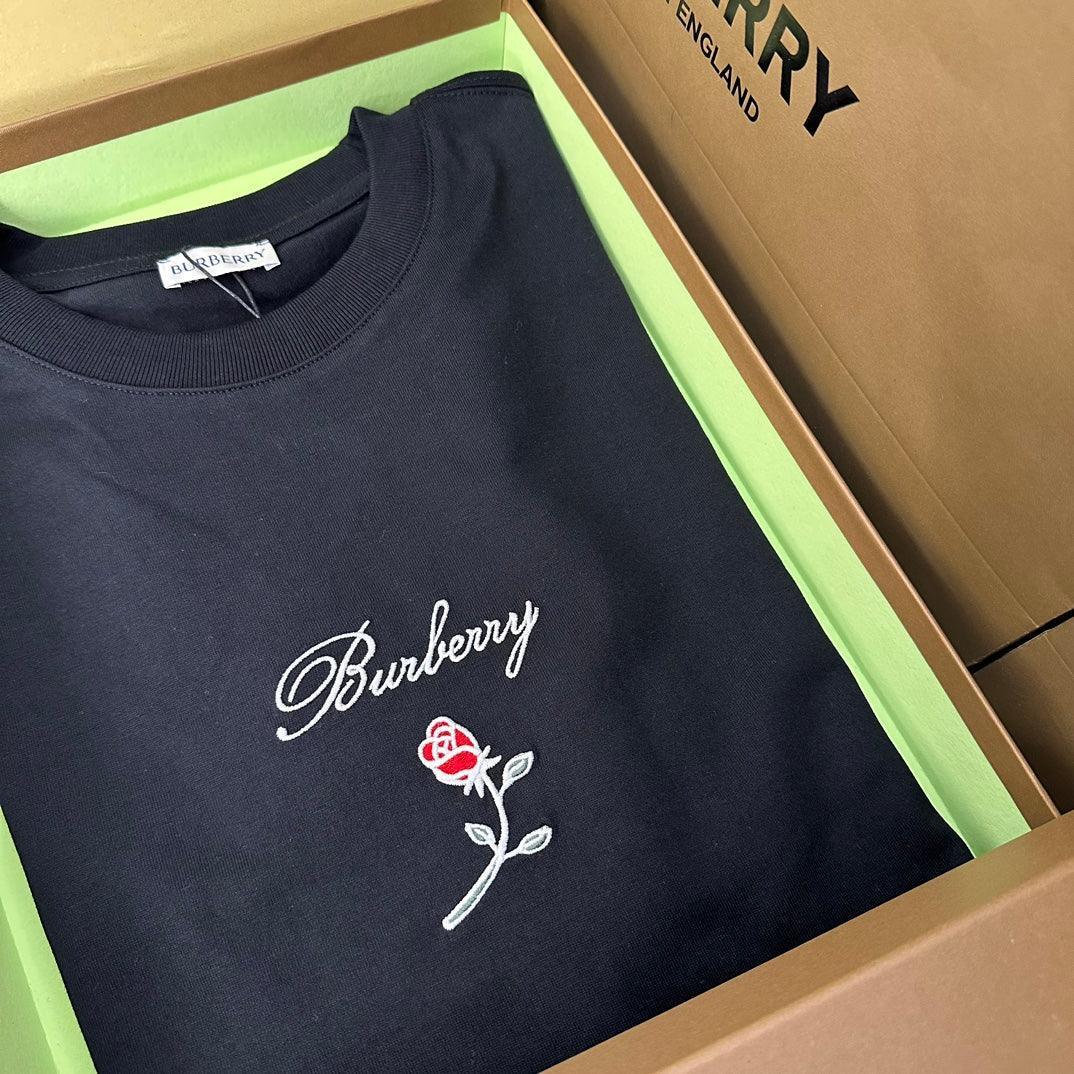 Burberry T-Shirt With Rose Without Collar 'Black' - SleekGait