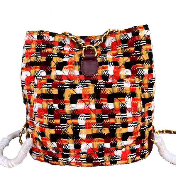 Chanel  Tweed Quilted Small CC Chain Bucket Backpack Multicolor