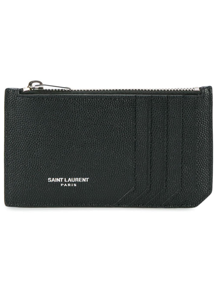 SAINT LAURENT Mini Leather Card Holder - SleekGait