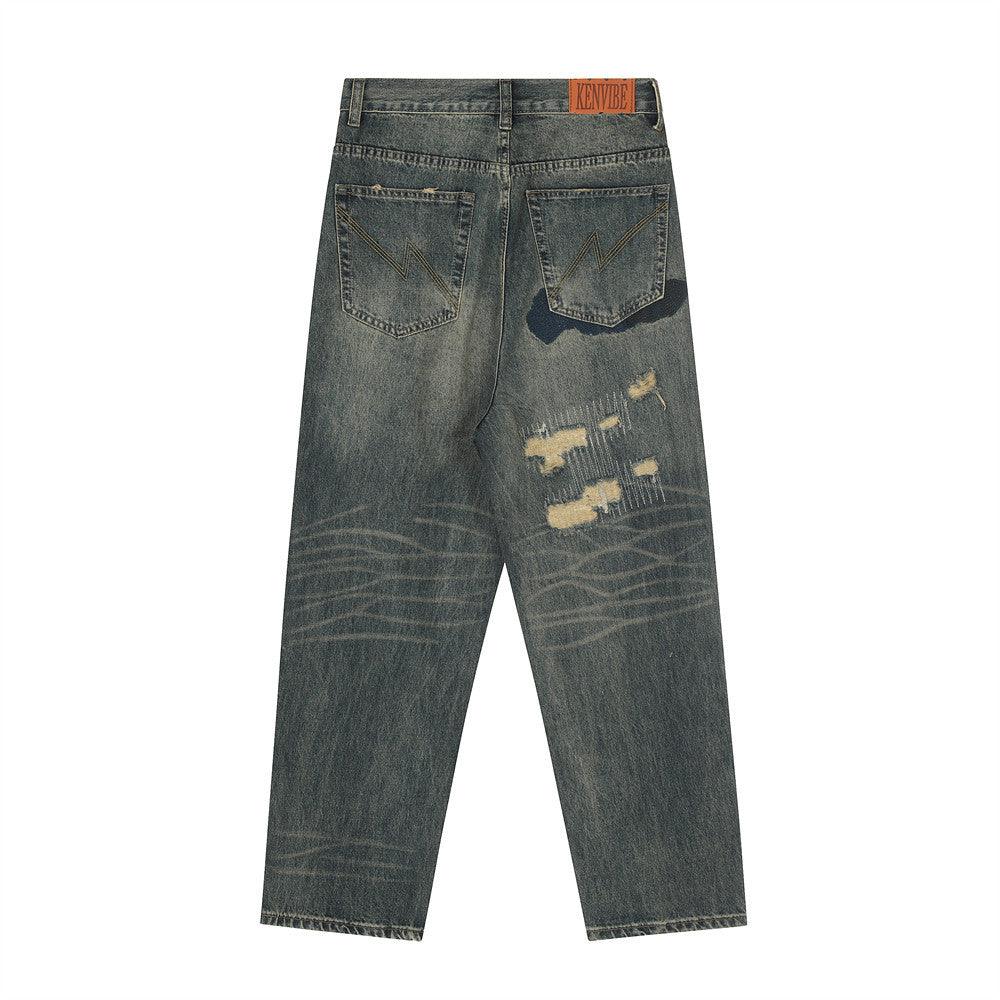 High Street Ripped Cool Patch Do The Old Cowboy Trousers - SleekGait