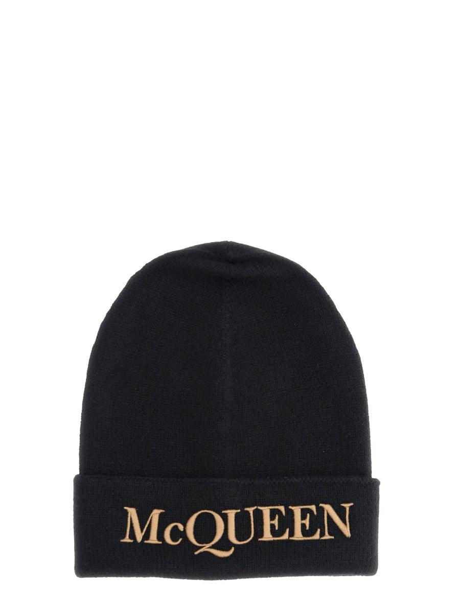 ALEXANDER MCQUEEN Ribbed Knit Logo Hat for Men - FW22 Collection - SleekGait