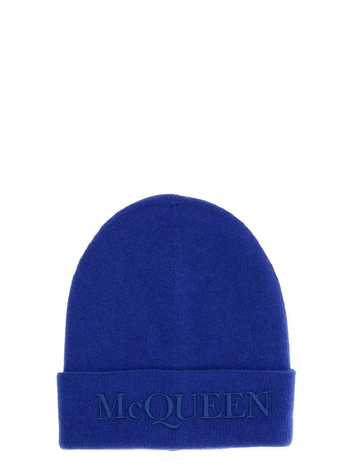 ALEXANDER MCQUEEN Ribbed Knit Logo Hat for Men - FW22 Collection - SleekGait