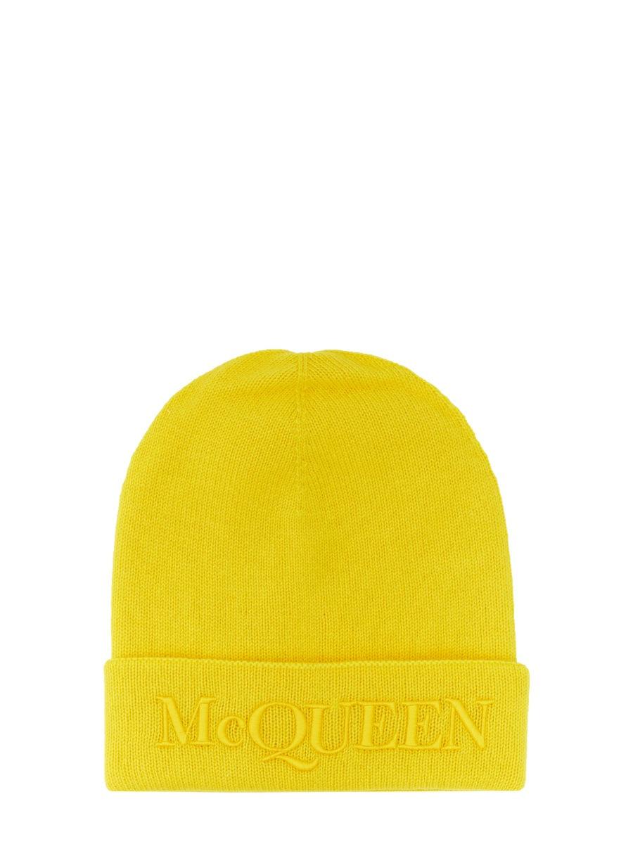 ALEXANDER MCQUEEN Ribbed Knit Logo Hat for Men - FW22 Collection - SleekGait