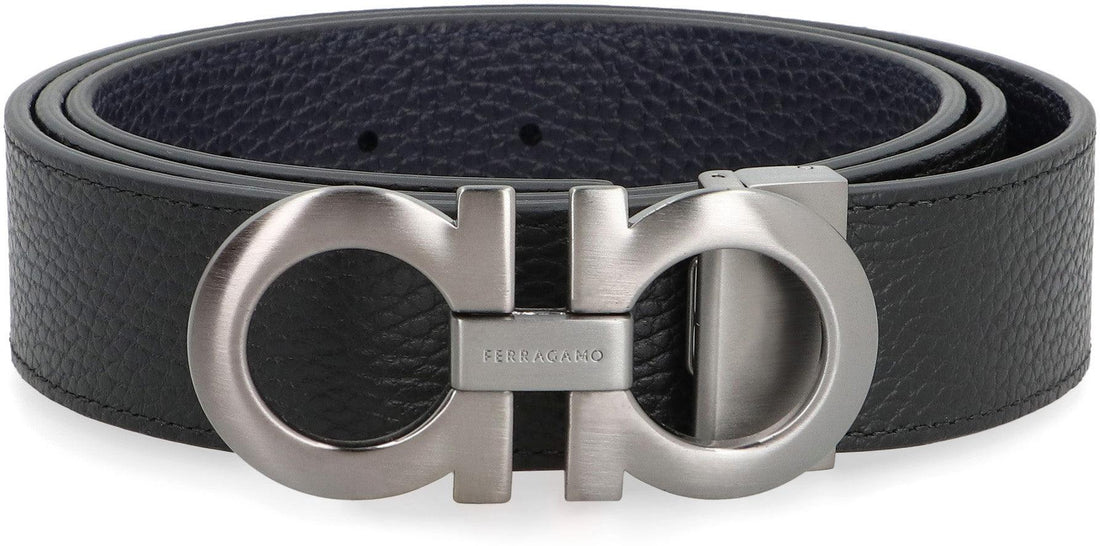 Ferragamo Reversible Leather Belt with Gancini Hook (9x4 CM Buckle) - SleekGait