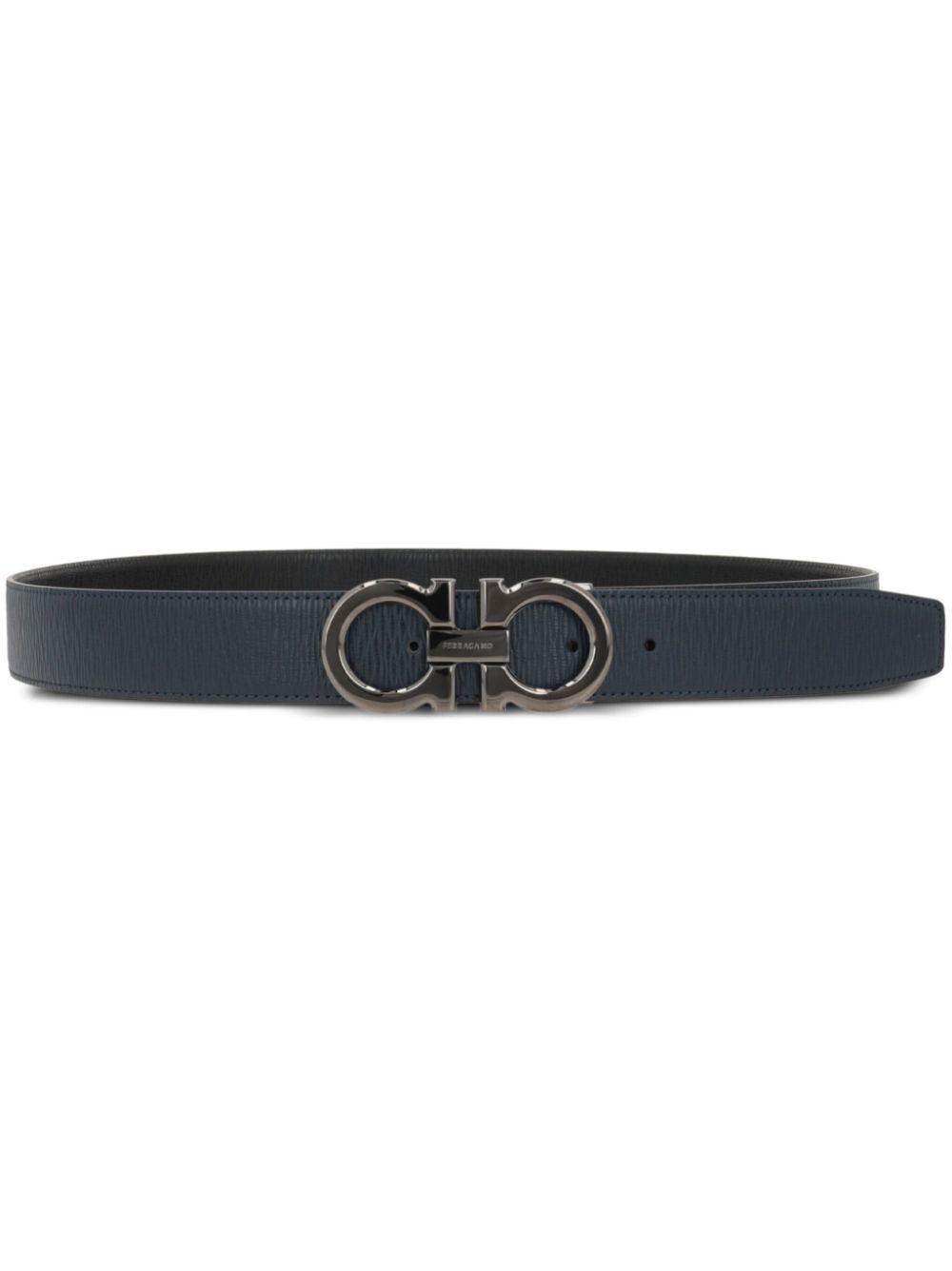 Ferragamo Reversible Adjustable Semi-Matte Gancini Hook Belt - SleekGait