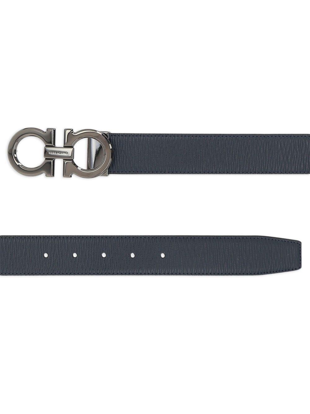 Ferragamo Reversible Adjustable Semi-Matte Gancini Hook Belt - SleekGait