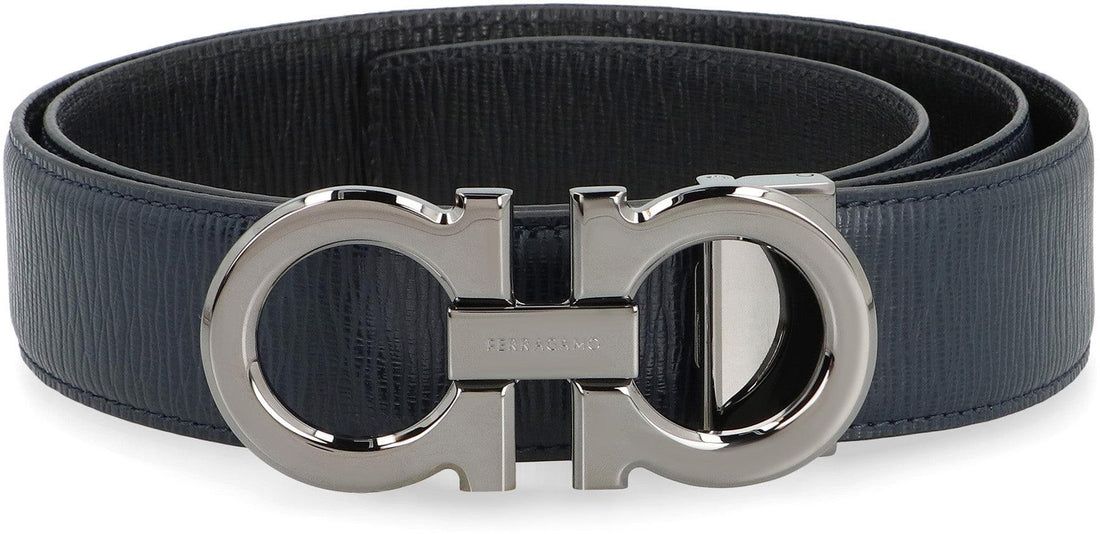 Ferragamo Reversible Leather Gancini Hook Belt - 9x4 CM Buckle Size - SleekGait